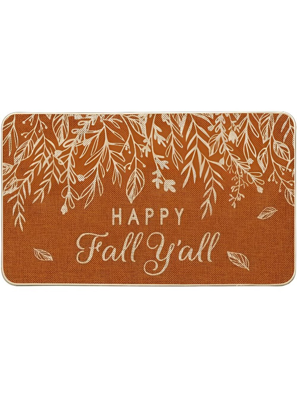 Orange Maple Leaves Happy Fall Y'all Doormat, Autumn Home Decor 17x29 Inch